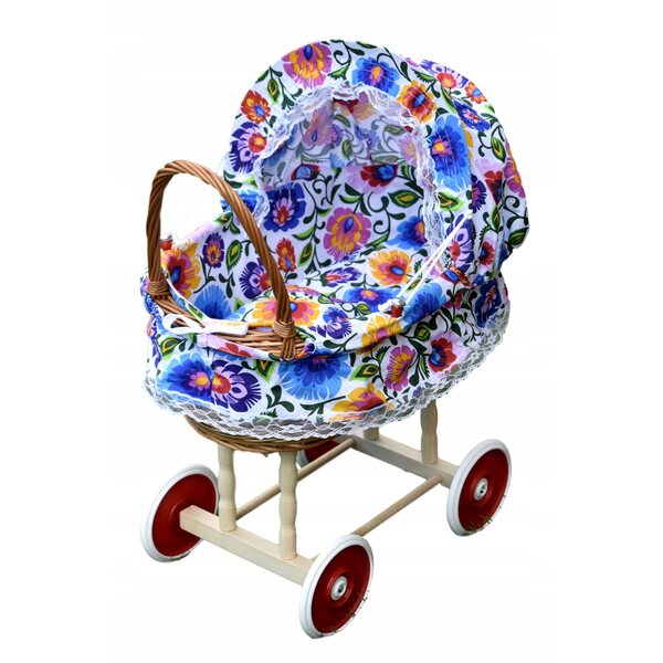 Puppenwagen aus Korbgeflecht mit Kissen und Bezug, verschiedene Modelle erhältlich