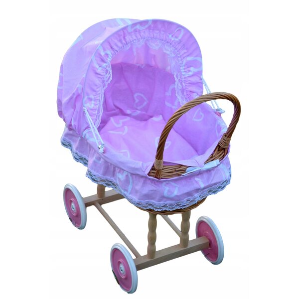 Puppenwagen aus Korbgeflecht mit Kissen und Bezug, verschiedene Modelle erhältlich