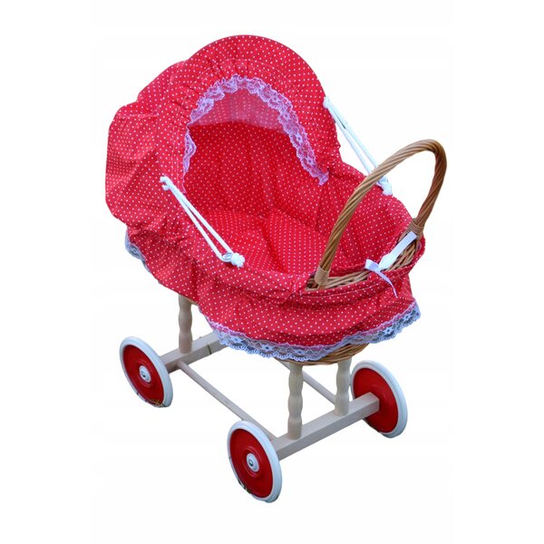 Puppenwagen aus Korbgeflecht mit Kissen und Bezug, verschiedene Modelle erhältlich