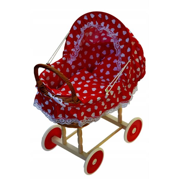 Puppenwagen aus Korbgeflecht mit Kissen und Bezug, verschiedene Modelle erhältlich