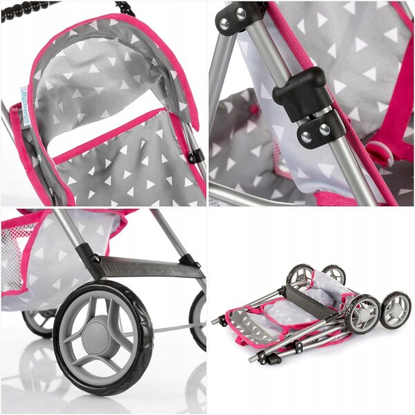 3 in 1 Kinderspielwagen für Puppen bis 40 cm, leicht und waschbar