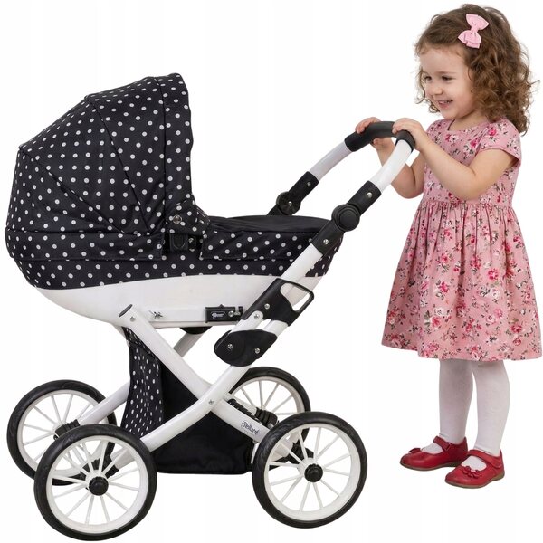 Skiland Dalia Tief zusammenklappbarer Retro-Puppenwagen mit verstellbarem Griff