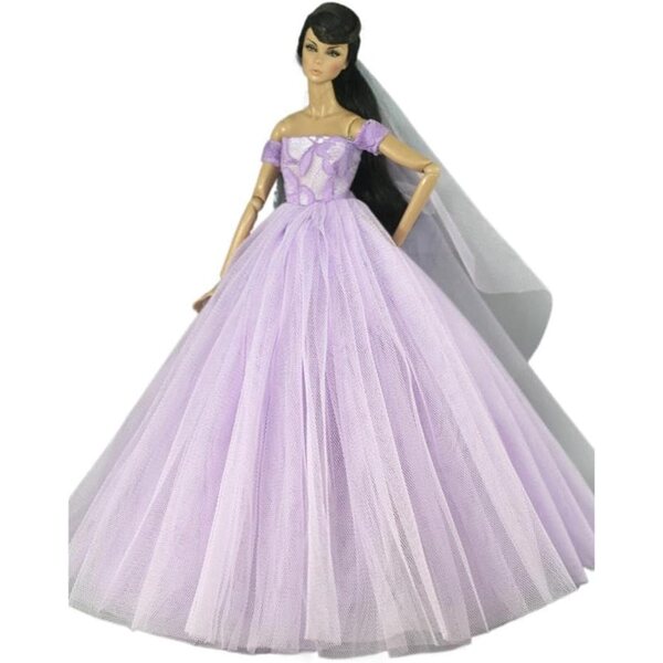 Spitzenhochzeitskleid mit Schleier für 29,2 cm Puppe – BJD 1/6 Elegantes Kleid