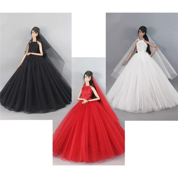 Spitzenhochzeitskleid mit Schleier für 29,2 cm Puppe – BJD 1/6 Elegantes Kleid