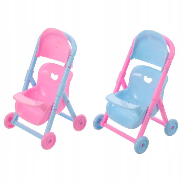 Set mit 2 zusammenklappbaren Puppenwagen mit realistischem und leichtem Zubehör