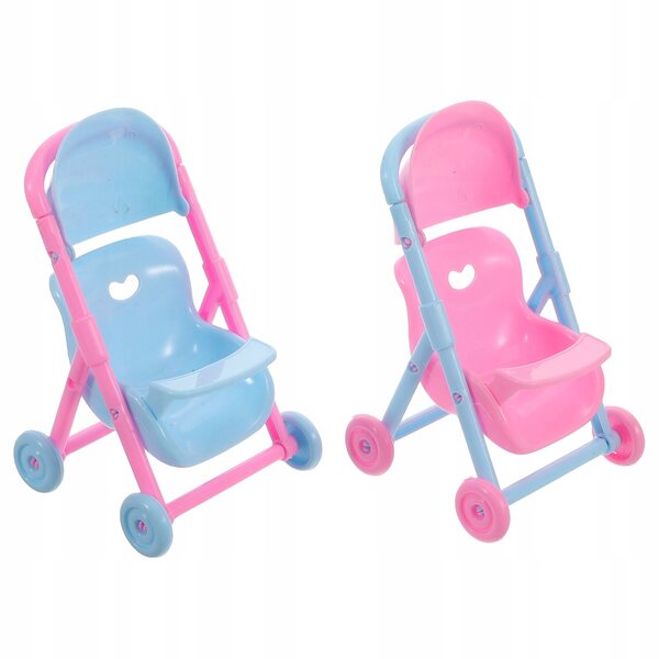 Set mit 2 zusammenklappbaren Puppenwagen mit realistischem und leichtem Zubehör