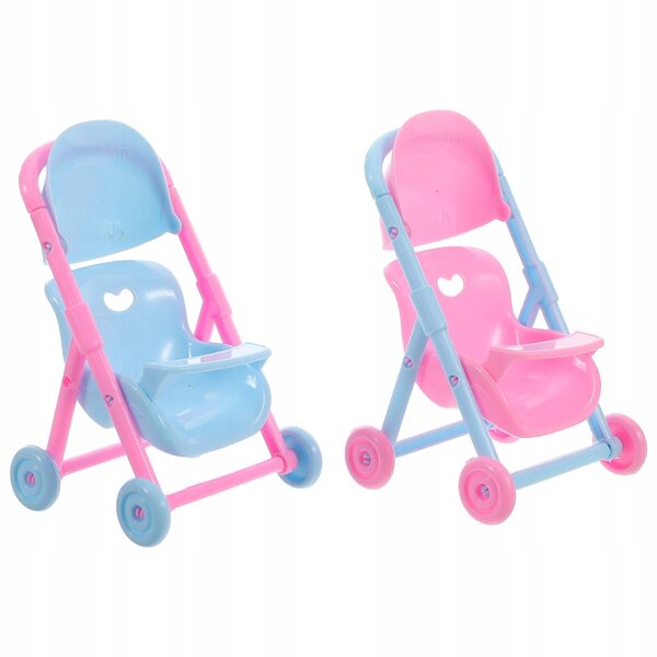 Set mit 2 zusammenklappbaren Puppenwagen mit realistischem und leichtem Zubehör