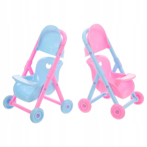 Set mit 2 zusammenklappbaren Puppenwagen mit realistischem und leichtem Zubehör