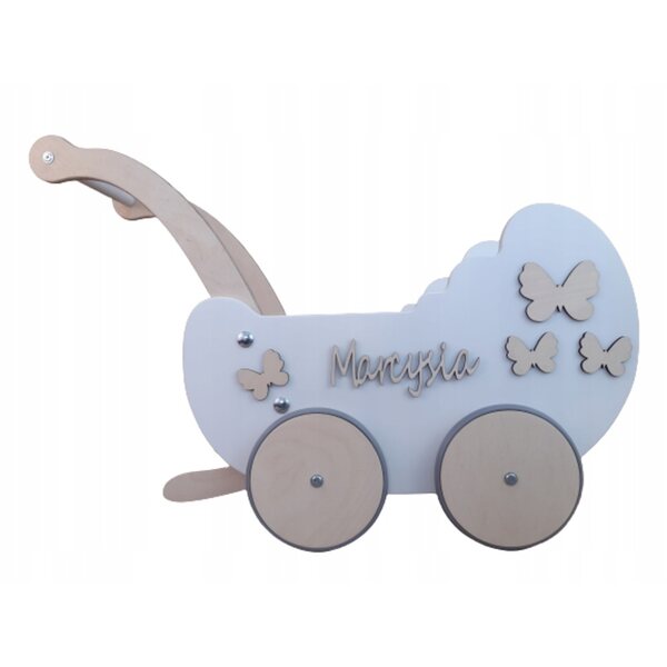 Puppenwagen aus Holz mit individueller Gestaltung und umweltfreundlichen Farben