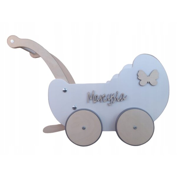 Puppenwagen aus Holz mit individueller Gestaltung und umweltfreundlichen Farben
