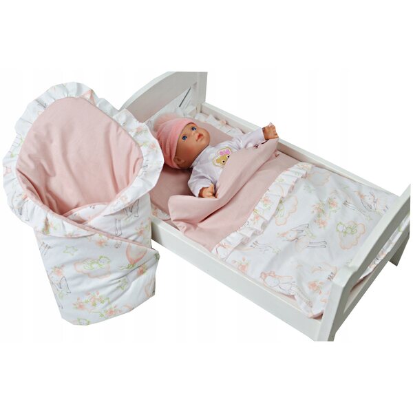 Eine Puppendecke und Bettwäsche aus 100 % Baumwolle – handgefertigtes Largo-Set