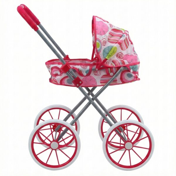 Puppenwagen mit großen Rädern, faltbar, hellrosa, perfekt für ein kleines Mädchen