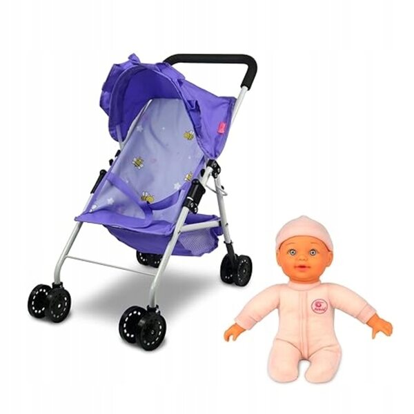 Leichter, faltbarer und stabiler Puppenwagen inklusive Puppe