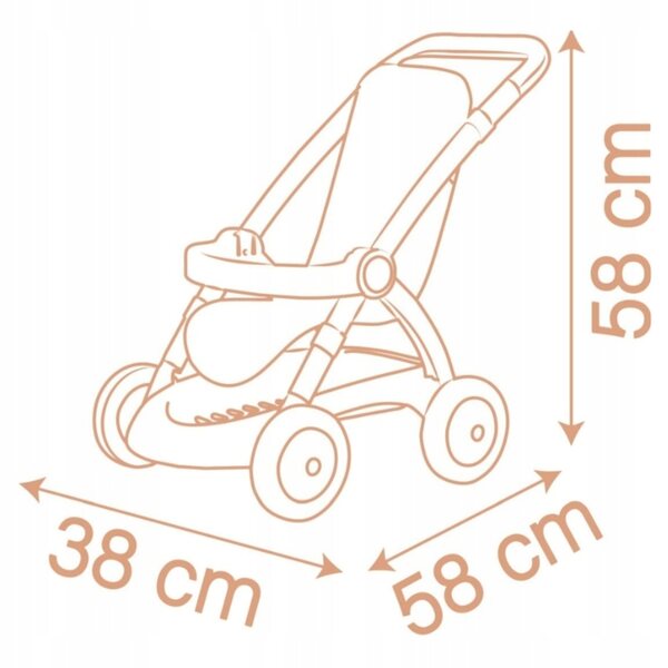SMOBY Baby Nurse Kinderwagen für Puppen bis 42 cm, Hellrosa, 18 Monate+
