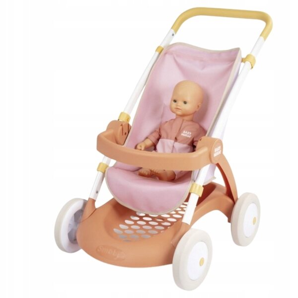 SMOBY Baby Nurse Kinderwagen für Puppen bis 42 cm, Hellrosa, 18 Monate+