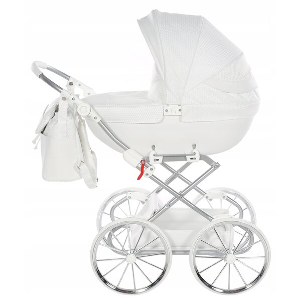 Dolce Mini TAKO Puppenwagen, weiß, mit großen Rädern – für Mädchen von 3 bis 8 Jahren