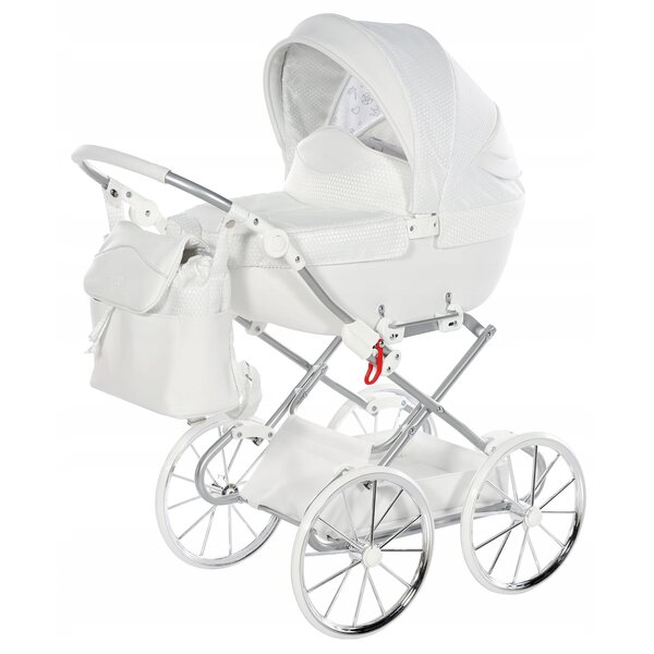 Dolce Mini TAKO Puppenwagen, weiß, mit großen Rädern – für Mädchen von 3 bis 8 Jahren