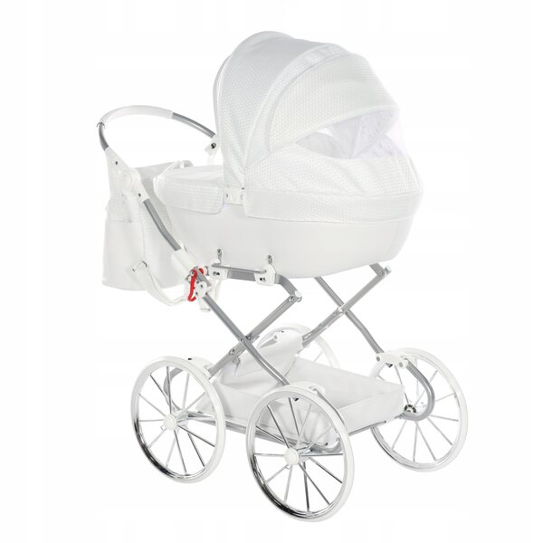 Dolce Mini TAKO Puppenwagen, weiß, mit großen Rädern – für Mädchen von 3 bis 8 Jahren