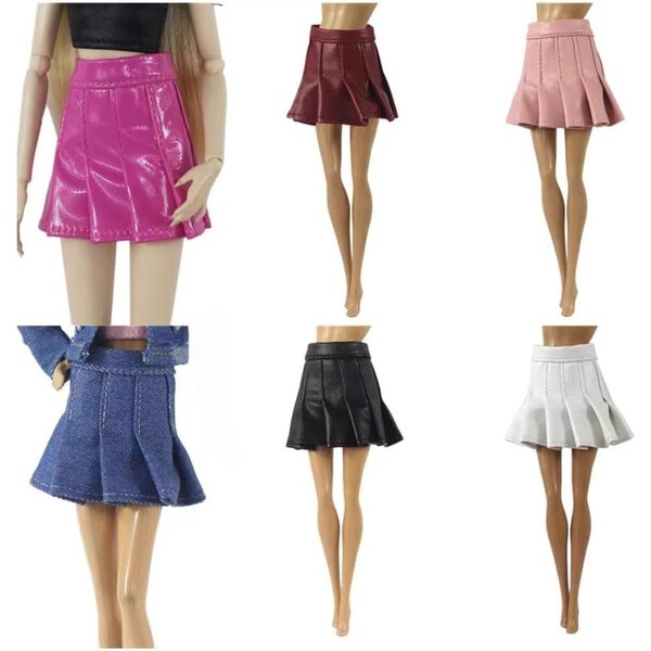 Jeans-Outfit für 30 cm amerikanische Puppe – lässiger Faltenrock für BJD 1/6