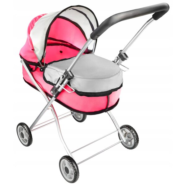 Diep opvouwbare poppenwagen hoogte 64 cm roze voor kinderen vanaf 3 jaar
