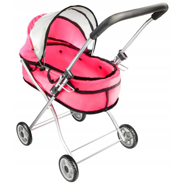 Diep opvouwbare poppenwagen hoogte 64 cm roze voor kinderen vanaf 3 jaar
