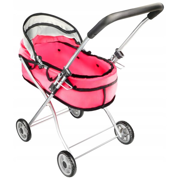Diep opvouwbare poppenwagen hoogte 64 cm roze voor kinderen vanaf 3 jaar
