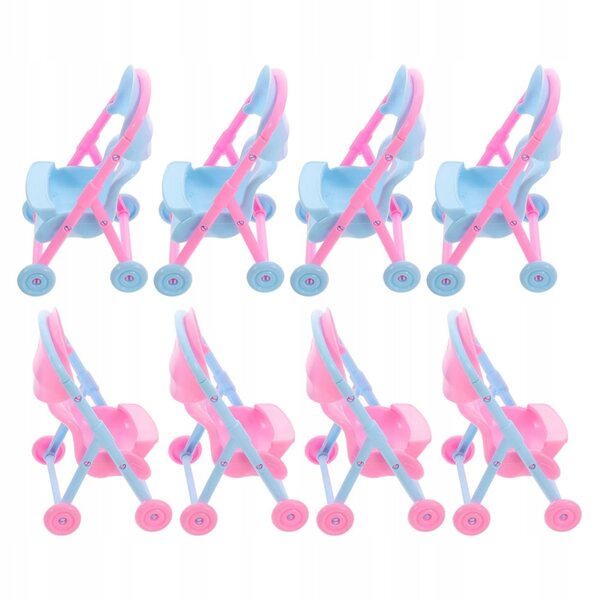 Set mit 8 Mini-Kinderwagen aus widerstandsfähigem Kunststoff für Puppen – kreatives und realistisches Spiel