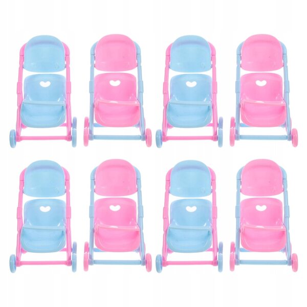 Set van 8 mini-kinderwagens van resistent plastic voor poppen - creatief en realistisch spel