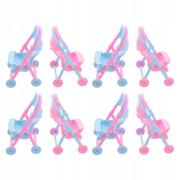 Set van 8 mini-kinderwagens van resistent plastic voor poppen - creatief en realistisch spel
