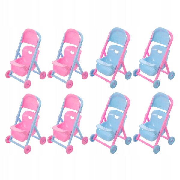 Set van 8 mini-kinderwagens van resistent plastic voor poppen - creatief en realistisch spel