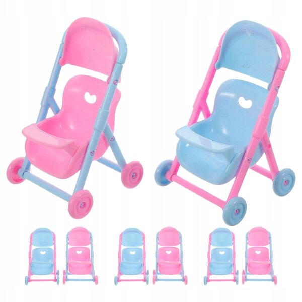 Set van 8 mini-kinderwagens van resistent plastic voor poppen - creatief en realistisch spel