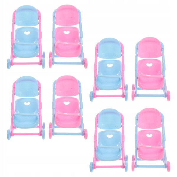 Set van 8 mini-kinderwagens van resistent plastic voor poppen - creatief en realistisch spel