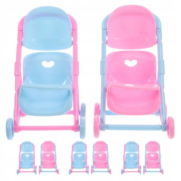 Set van 8 mini-kinderwagens van resistent plastic voor poppen - creatief en realistisch spel