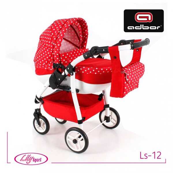Adbor LILY SPORT tiefer Puppenwagen mit drehbaren Rädern LS-12 – polnisches Produkt