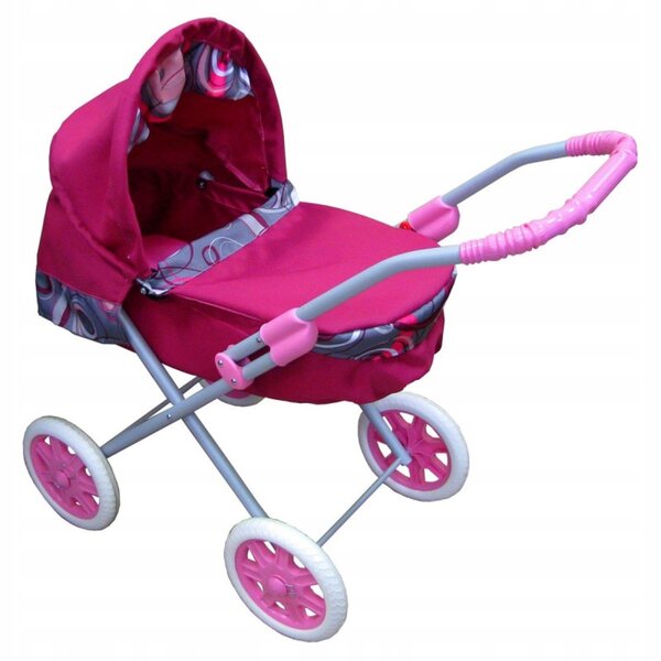 Kinderwagen für die Mädchenpuppe Kaja Lux, tiefes Modell aus Metall und Stoff