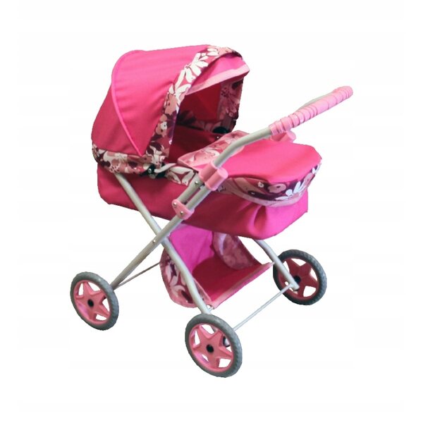 Kinderwagen für die Mädchenpuppe Kaja Lux, tiefes Modell aus Metall und Stoff