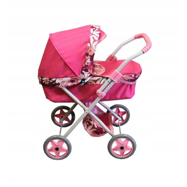 Kinderwagen für die Mädchenpuppe Kaja Lux, tiefes Modell aus Metall und Stoff