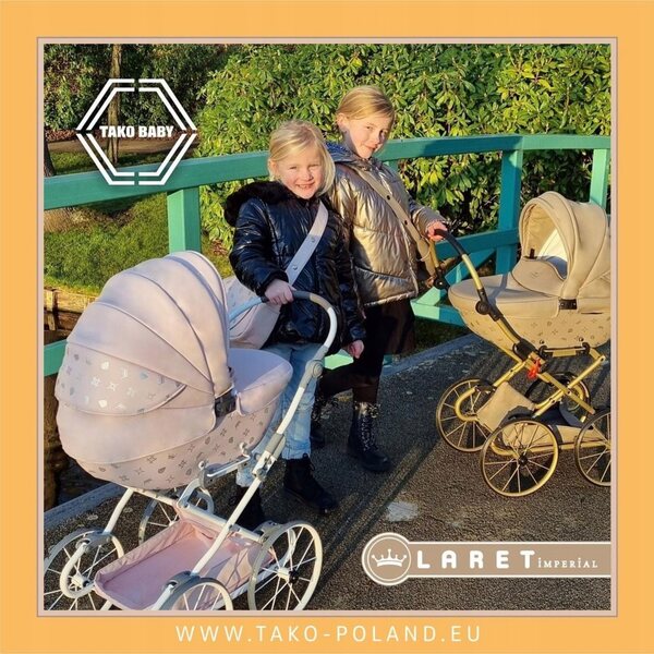 Passeggino per bambole Tako Laret Imperial Mini Classic rosa con ruote grandi