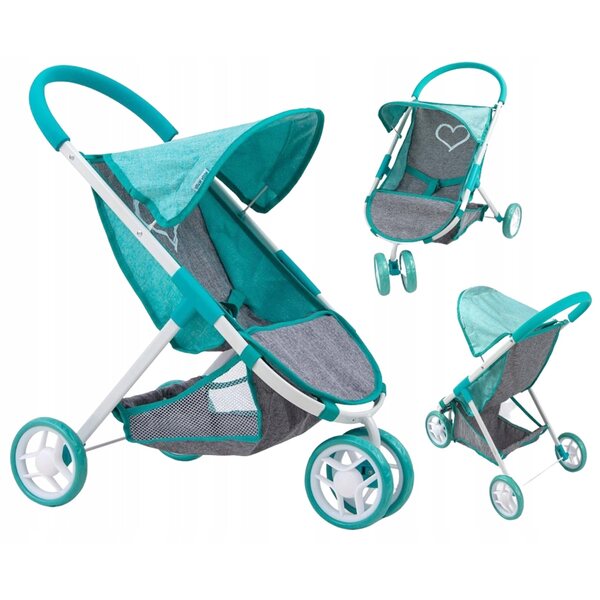 Bunter und faltbarer Milly Mally Mint Puppenwagen mit Zubehör