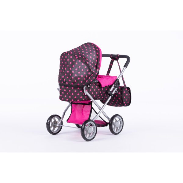 Deep Alice Puppenwagen mit Babytrage, Bettwäsche, Tasche und leisen Rädern