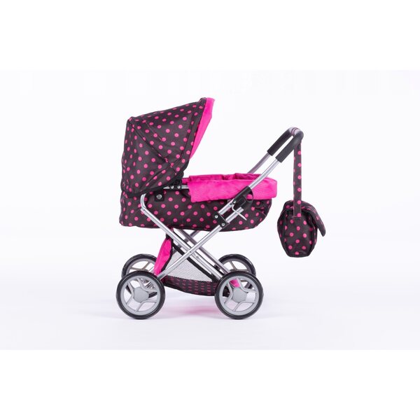 Deep Alice Puppenwagen mit Babytrage, Bettwäsche, Tasche und leisen Rädern