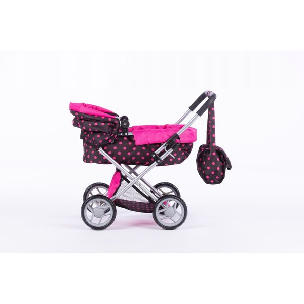 Deep Alice Puppenwagen mit Babytrage, Bettwäsche, Tasche und leisen Rädern