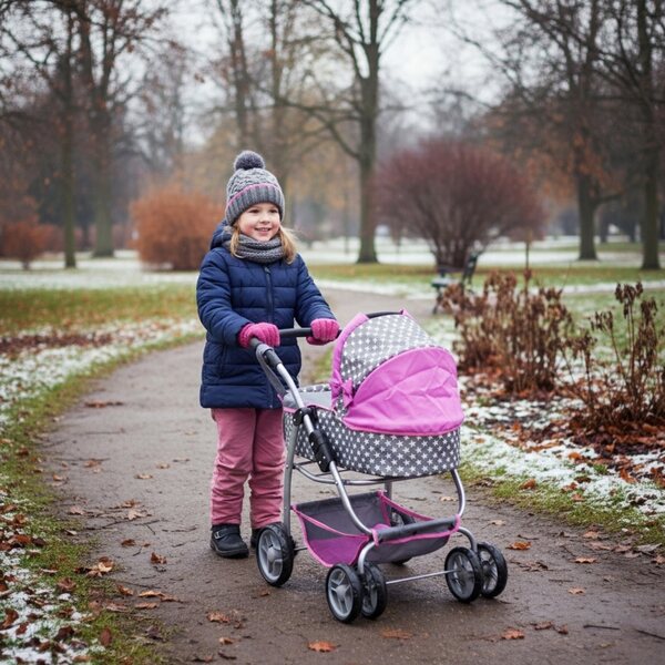 3in1 Puppenwagen, Buggy und Gondel mit Tasche, Pink für Mädchen