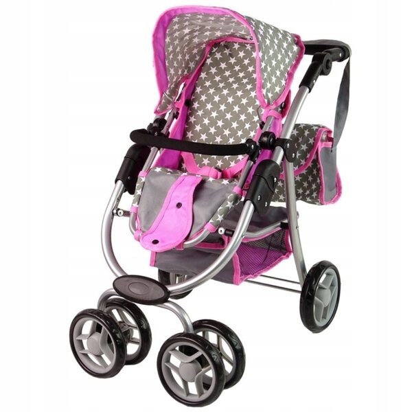 3in1 Puppenwagen, Buggy und Gondel mit Tasche, Pink für Mädchen