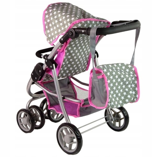 3in1 Puppenwagen, Buggy und Gondel mit Tasche, Pink für Mädchen
