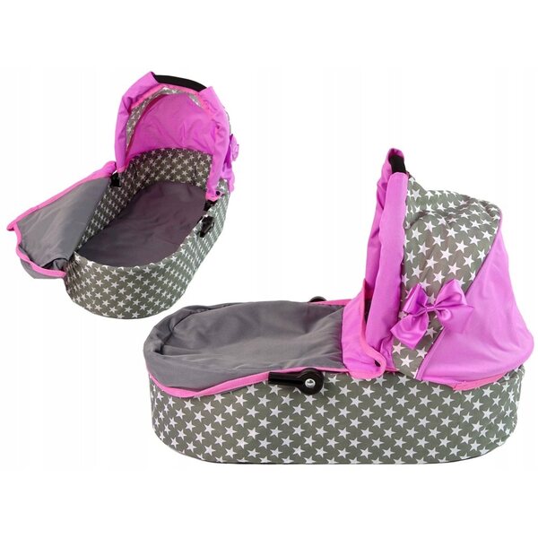 Alice 2in1 Puppenwagen mit Gondel, Kinderwagen und Tasche, rosa und grau