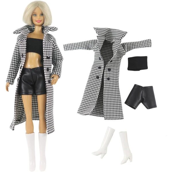 Winteroutfit für amerikanische Puppe 30 cm – Freizeitoutfit mit Mantel und Tasche