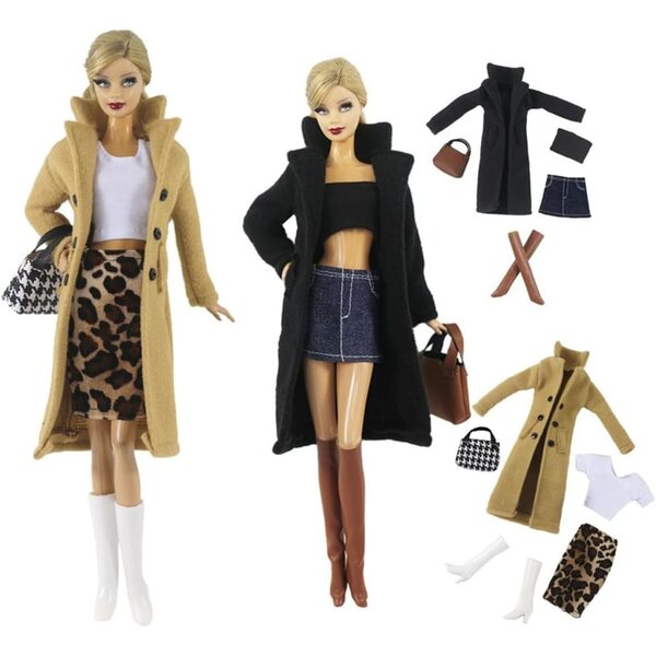 Winteroutfit für amerikanische Puppe 30 cm – Freizeitoutfit mit Mantel und Tasche