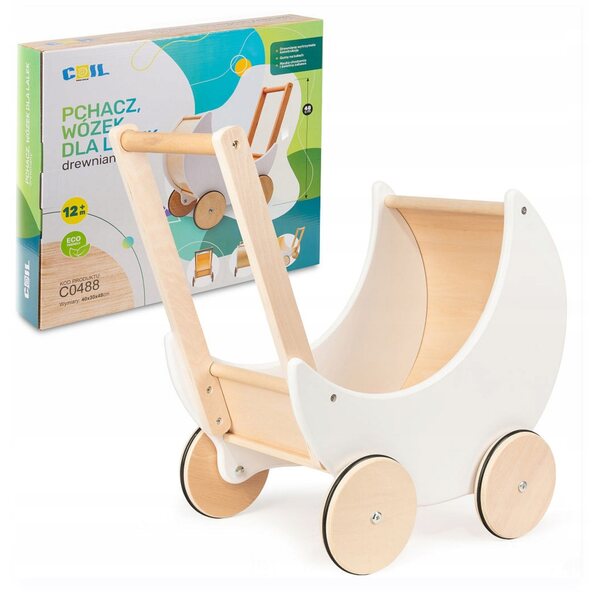 Coil 3in1 Puppenwagen aus Holz mit Schieber und rutschfesten Rädern