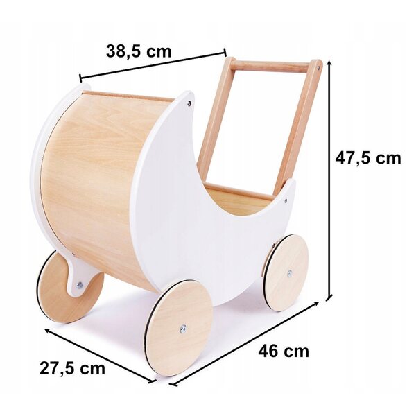 Coil 3in1 Puppenwagen aus Holz mit Schieber und rutschfesten Rädern